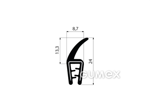 Profil U-PIRELI mit Metallverstärkung mit Flagge A1501, 1-2,5mm, 60°ShA, U-EPDM, Flagge-EPDM, 